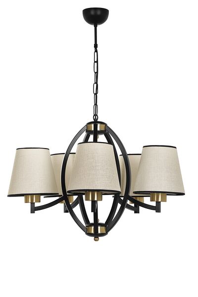 Lumexx Black Chandelier with Wicker, Dusty Rose and Lampshade Paul 3 Piece Black