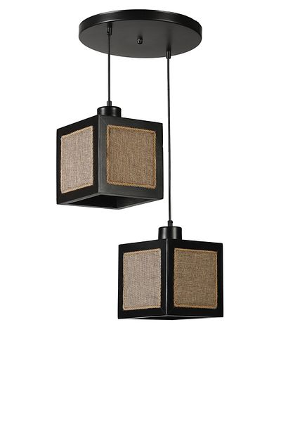 Lumexx Kumsal Black Wicker Chandelier with 2 Trays