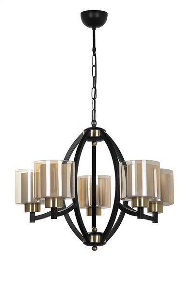 Lumexx Paul 5-Piece Black Chandelier Set - Honey Glass