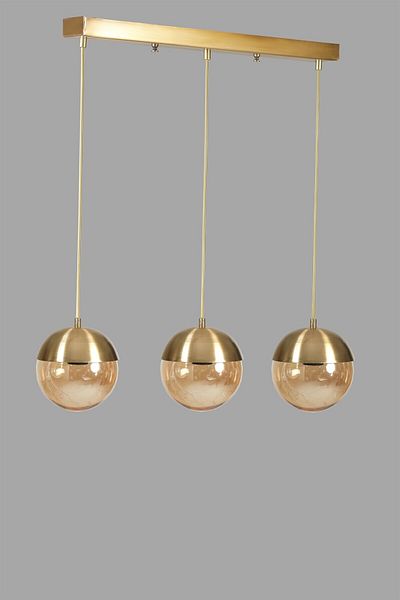 Lumexx Globe 3 Row - Antique and Honey Glass Pendant Lamp