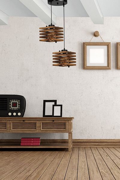 Lumexx Cara Wooden Burnt Pendant Lamp with 2 Trays