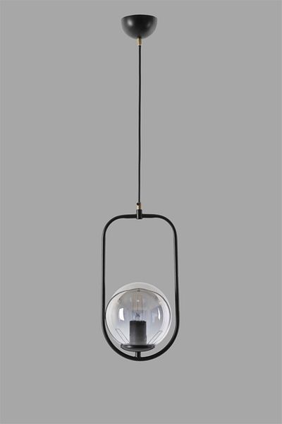 Lumexx Ahu Single Smoked Glass Black Pendant Lamp