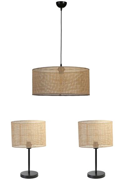 Lumexx Rattan Lampshade Chandelier Set of 3 - Braided