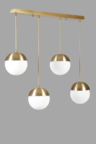 Lumexx White Glass Globe 4 Row Antique Pendant Lamp