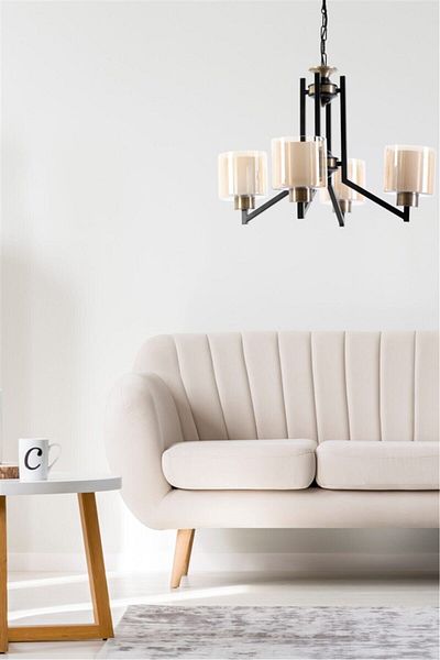 Lumexx Ruby 4-Piece Black Honey Glass Chandelier
