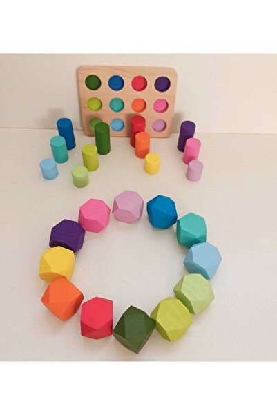 Moccotoys Eşleştirme Tablalı Silindirler Ve 12'li Denge Blokları 2'li Set Mas...