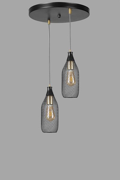 Lumexx Black Rio 2 Piece Pendant Lamp Set with Tray