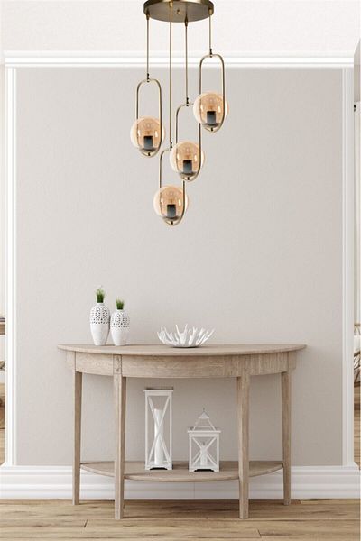Lumexx Ahu Antique Pendant Lamp with 4 Trays and Honey Glass
