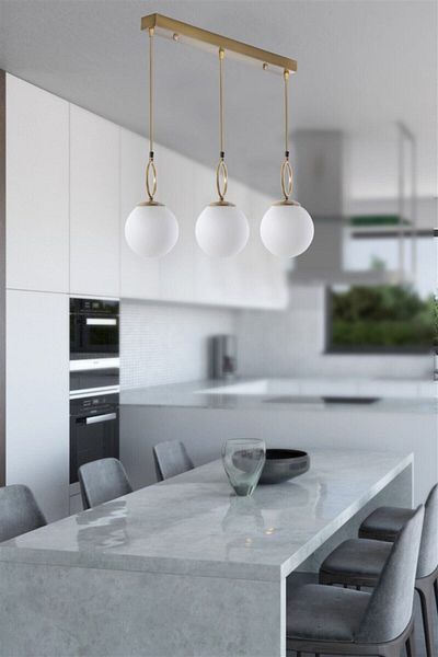 Lumexx Morino White Glass Antique Pendant Lamp Set of 3
