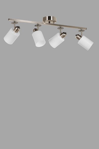 Lumexx Nomi 4 Row - Matte Chrome White Glass Chandelier Set