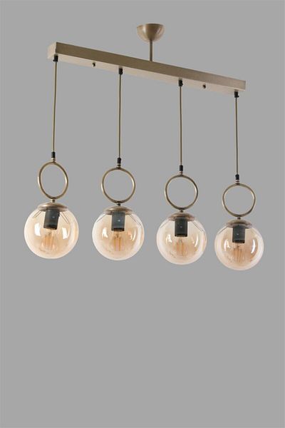 Lumexx Morino 4-Piece Honey Glass Row Antique Pendant Lamp