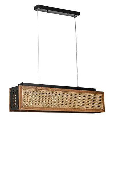 Lumexx Beach Rectangular Walnut Rattan Chandelier