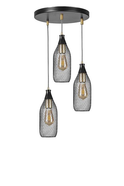 Lumexx Black Rio 3-Piece Tray Pendant Lamp Set