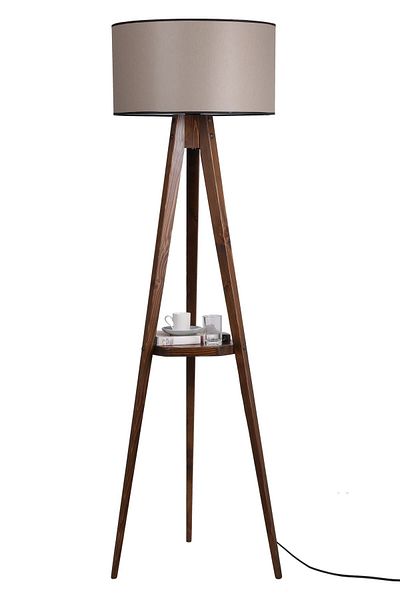 Lumexx Walnut Floor Lamp Cylinder - Tripod with Stand, Lampshade 82