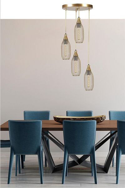 Lumexx RIO Set of 4 Antique Pendant Lamp with Tray