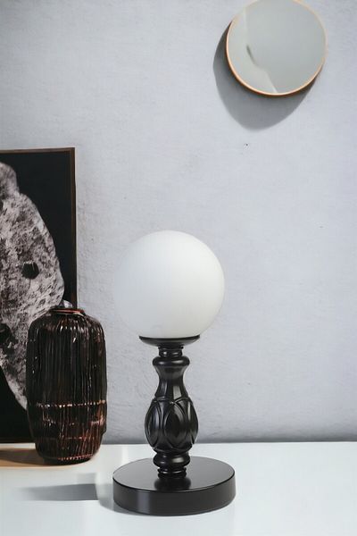 Lumexx Black and White Glass Olympic Table Lamp