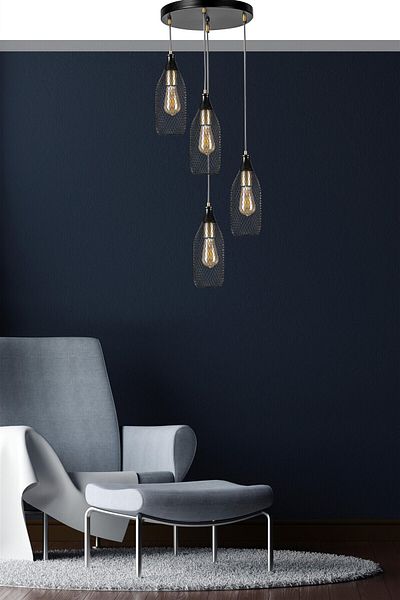Lumexx RIO Set of 4 Black Tray Pendant Lamp