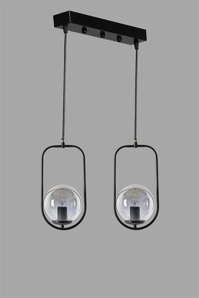 Lumexx Smoked Glass Black Ahu 2-Piece Pendant Lamp
