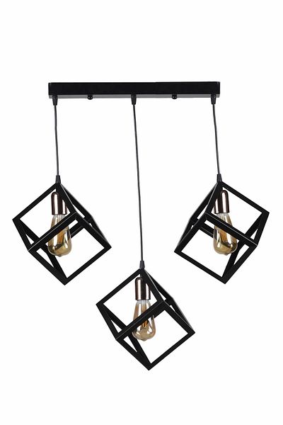Lumexx Black Copper 3-Piece Square Pendant Lamp Set - 7824-3