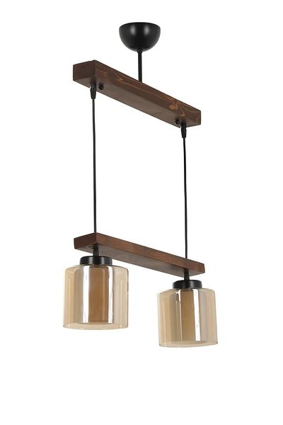 Lumexx David 2-Piece Row - Walnut and Honey Glass Pendant Lamp