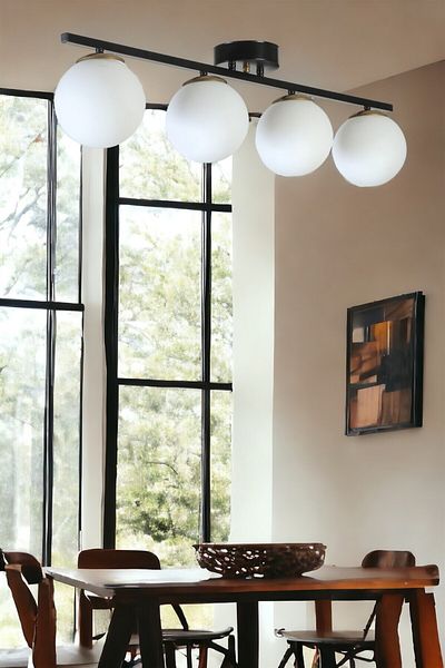 Lumexx New Can Set of 4 - Black and White Glass Chandelier