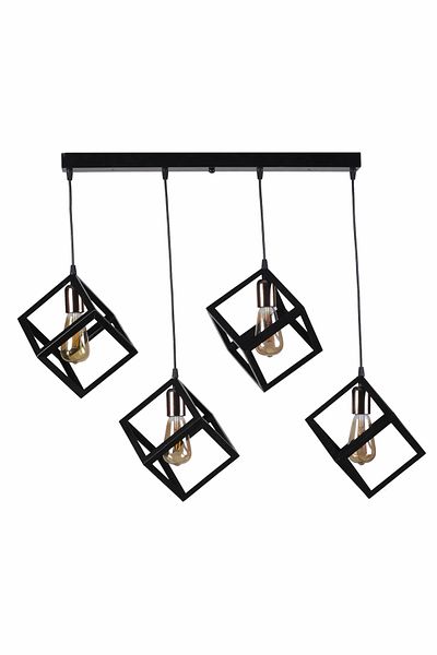 Lumexx Black Copper 4-Piece Square Pendant Lamp - 7824-4