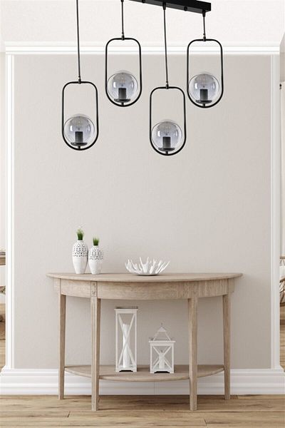 Lumexx Ahu 4 Row - Black Pendant Lamp Set with Smoked Glass