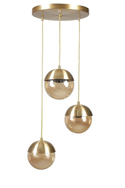 Lumexx Globe Set of 3 - Antique with Tray and Honey Glass Pendant Lamp