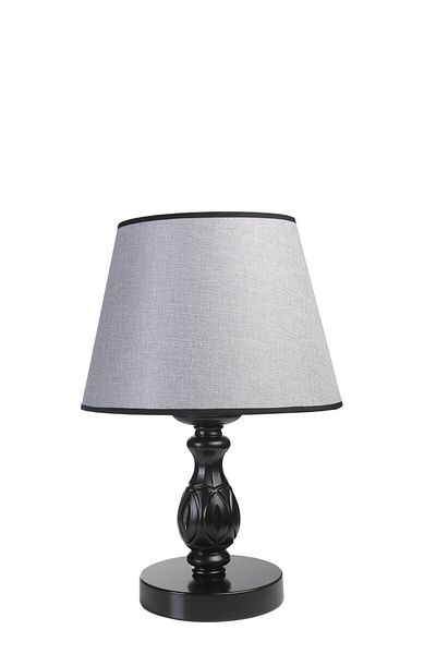 Lumexx Black Pramit Wicker Table Lamp with Gray Lampshade - Olympic