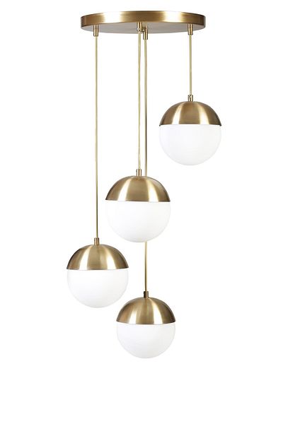 Lumexx Antique Chandelier with White Glass Globe and 4 Trays