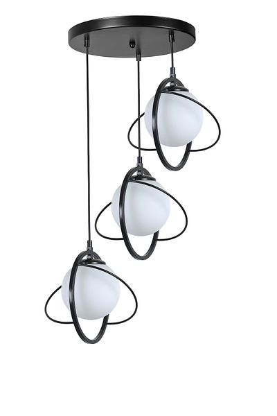 Lumexx NEPAL Black and White Pendant Lamp Set with 3 Trays and Glass