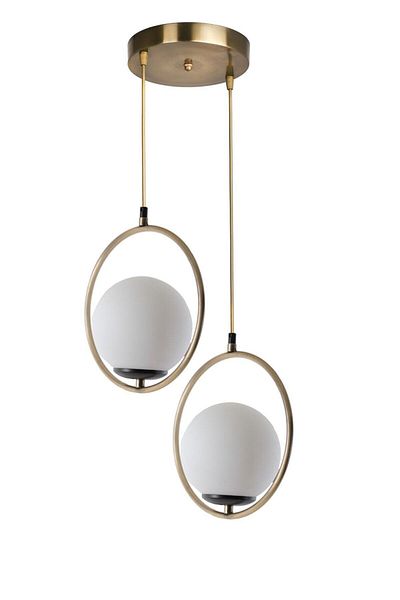 Lumexx White Glass Tray Ring 2 Pieces Antique Pendant Lamp