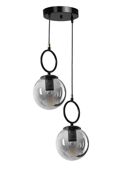 Lumexx Morino Smoked Glass Black Pendant Lamp with 2 Trays