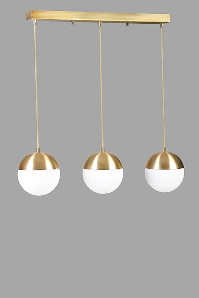 Lumexx White Glass Globe 3 Row Antique Pendant Lamp