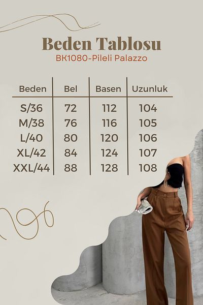 Balenbi High Waist Lycra Women's Palazzo Trousers 1080 - Pleated Design