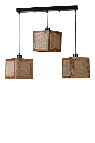Lumexx KUMSAL 3 Row Walnut Wicker Chandelier