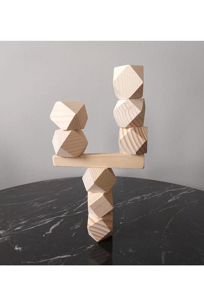 Woodblocks Solid Wood 8-Piece Waldorf Balance Tower
