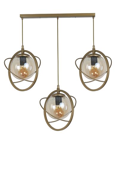 Lumexx NEPAL - 3-Piece Row Antique Honey Glass Pendant Lamp