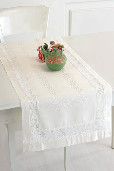 ÖDEL HOME كريم بولدان حرير مطرز بالدانتيل مقاس 50x130 سم