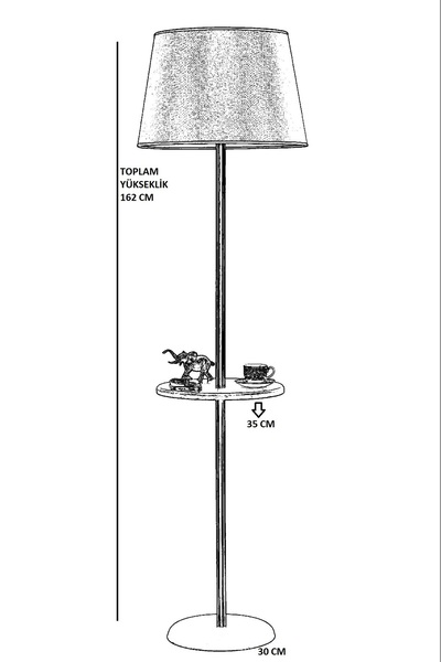 Lumexx MERCAN SİYAH SEHPALI PRAMİT HASIR GRİ LAMBADER