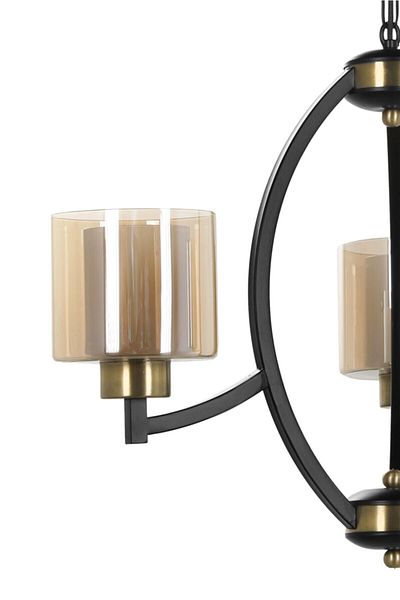 Lumexx Paul 3-Piece Black Chandelier Set with Honey Glass