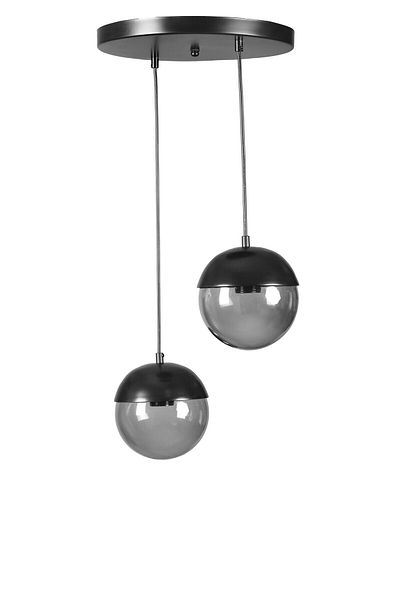 Lumexx Black Fume Globe Pendant Lamp with 2 Trays