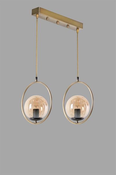 Lumexx Ring 2 Row Antique Pendant Lamp - Honey Glass