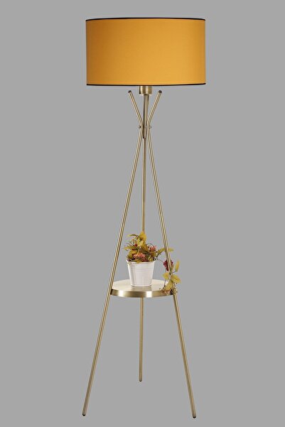 Lumexx Venedik Sehpalı Eskitme Lambader Silindir Hardal Abajurlu