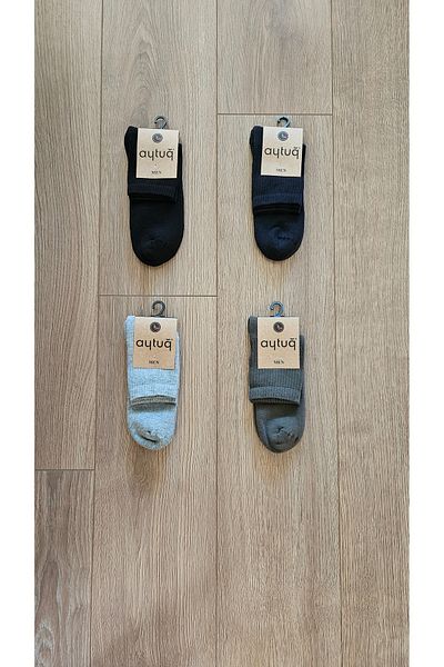 Aytuğ AYTUĞ 4 Pairs Ανδρικό Αθλητικό Όμιλο (Μαύρο-Γκρι-Ναυτικό-Πράσινο) Χτενές Βαμβακερές Πετσέτες Κοντές - 22485