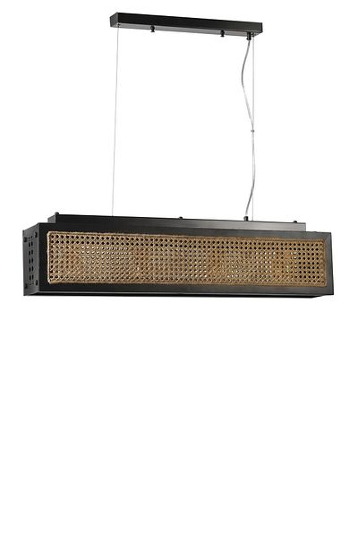 Lumexx Black Rattan Chandelier - Beach Rectangular Design