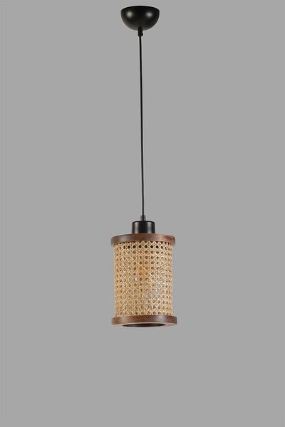 Lumexx Mystery Small Single Walnut Rattan Pendant Lamp