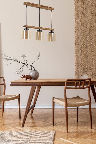 Lumexx David 3 Row - Burnt Honey Glass Pendant Lamp Set