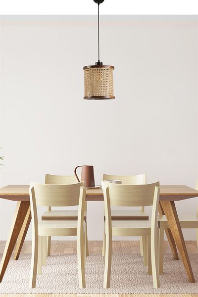 Lumexx Medium Single Mystery Walnut Ratan Pendant Lamp