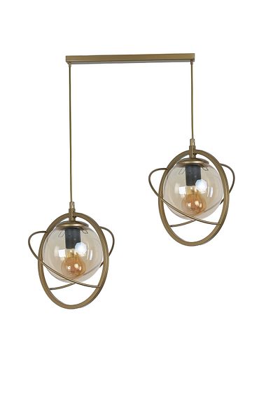 Lumexx NEPAL - 2 Row Antique Honey Glass Pendant Lamp